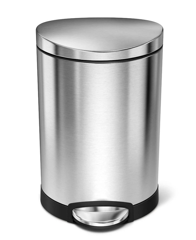 simplehuman Trash Can, Mini Semi Round Step Can, 6 Liter