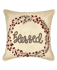 Mod Lifestyles Blessed Wreath Embroidered Decorative Pillow, 18" x 18"