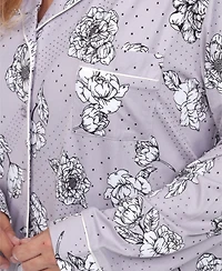 White Mark Plus Long Sleeve Floral Pajama Set, 2-Piece