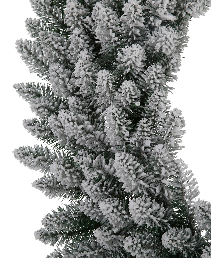 Glitzhome Oversized Pre-Lit Snow Flocked Christmas Wreath with 60 Warm White Lights, 36" D