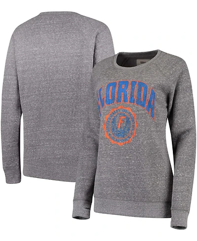 Women's Heathered Gray Florida Gators Edith Vintage-Like Knobi Pullover Sweatshirt