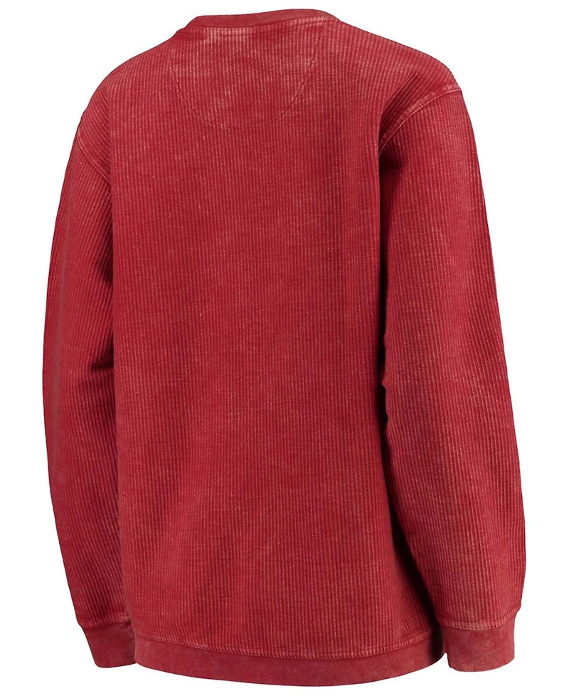Women's Crimson Washington State Cougars Comfy Cord Vintage-Like Wash Basic Arch Pullover Sweatshirt