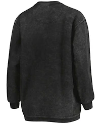 Women's Black Miami Hurricanes Comfy Cord Vintage-Like Wash Basic Arch Pullover Sweatshirt