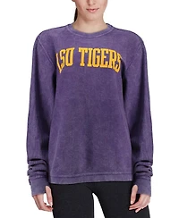 Women's Purple Lsu Tigers Comfy Cord Vintage-Like Wash Basic Arch Pullover Sweatshirt