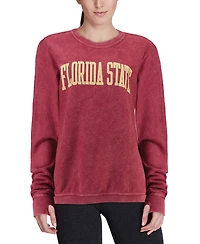 Women's Garnet Florida State Seminoles Comfy Cord Vintage-Like Wash Basic Arch Pullover Sweatshirt
