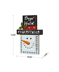 Glitzhome Wooden Christmas Snowman Countdown Calendar, 15"