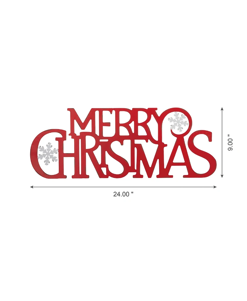 Glitzhome Metal Merry Christmas Wall Decor, 24"