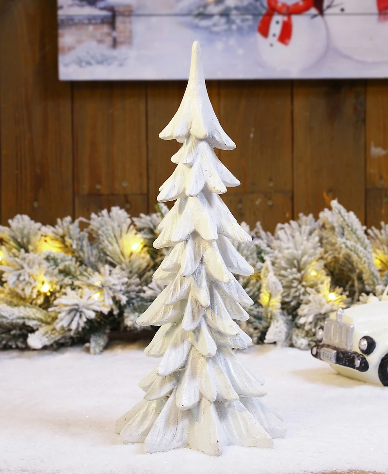 Glitzhome Resin Christmas Table Tree Decor, 14.75"