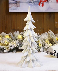 Glitzhome Resin Christmas Table Tree Decor, 14.75"