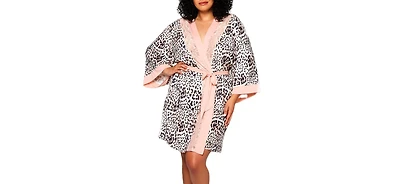 Plus Katie Soft Printed Robe with Lace Trims