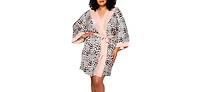 Plus Katie Soft Printed Robe with Lace Trims