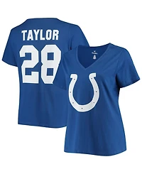 Women's Plus Jonathan Taylor Royal Indianapolis Colts Name Number V-Neck T-shirt