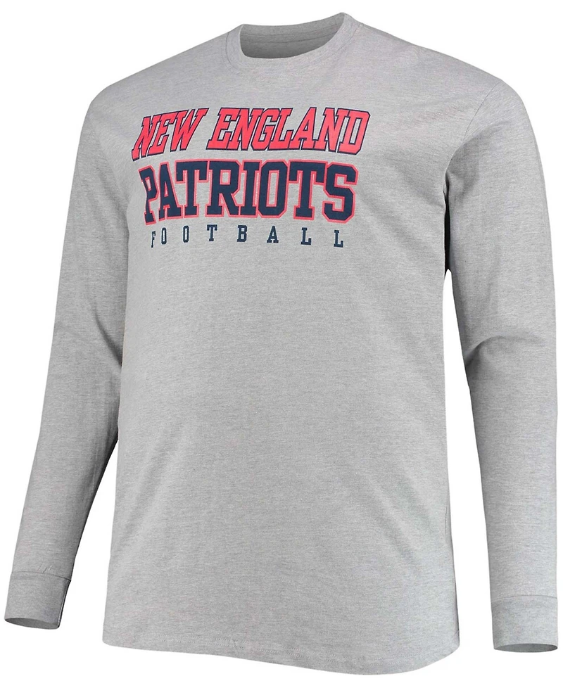 Men's Big and Tall Heathered Gray New England Patriots Practice Long Sleeve T-shirt