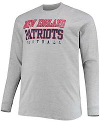 Men's Big and Tall Heathered Gray New England Patriots Practice Long Sleeve T-shirt