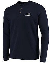 Men's College Navy Seattle Seahawks Maverick Thermal Henley Long Sleeve T-shirt