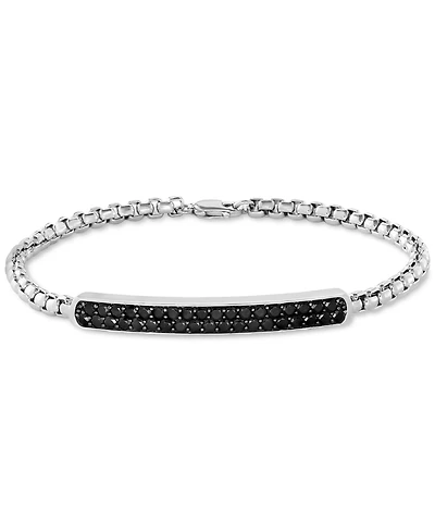 Effy Men's Black Spinel Cluster Box Link Bracelet in Sterling Silver