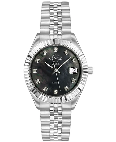 GV2 Women's Naples Silver-Tone Stainless Steel Swiss Quartz Bracelet Watch 34 mm