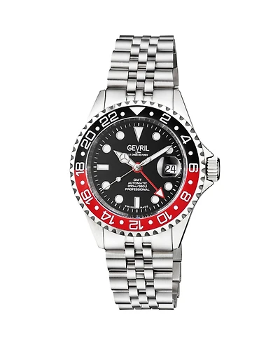 Gevril Men's Wall Street Silver-Tone Ion Plating Swiss Automatic Bracelet Watch 43 mm