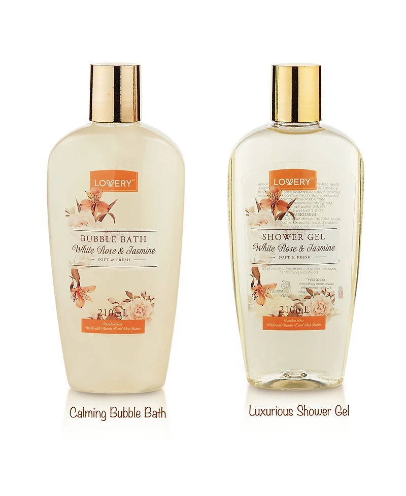 Lovery White Rose and Jasmine Bath and Body Home Spa Set, 11 Piece