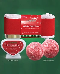 Lovery Strawberry Sandalwood Christmas Gift Set, Bath and Body Care Gift Package, 8 Piece