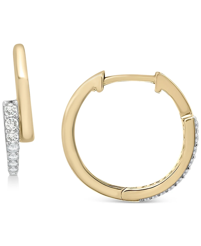 Wrapped Diamond Bypass Hoop Earrings (1/6 ct. t.w.) in 14k Gold, Created for Macy's