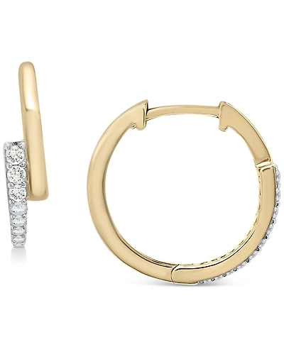 Wrapped Diamond Bypass Hoop Earrings (1/6 ct. t.w.) in 14k Gold, Created for Macy's