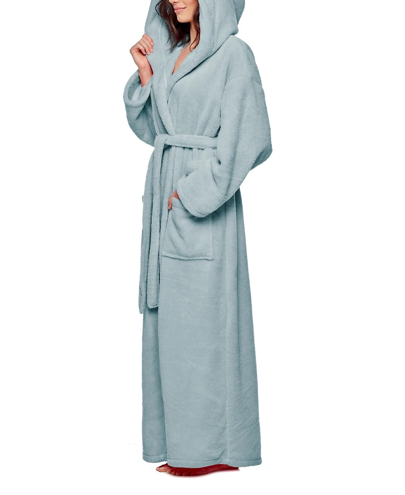 Arus Women's Hooded Full Ankle Length Premium Fleece Bathrobe