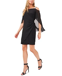 Msk Beaded-Strap Capelet-Back Dress