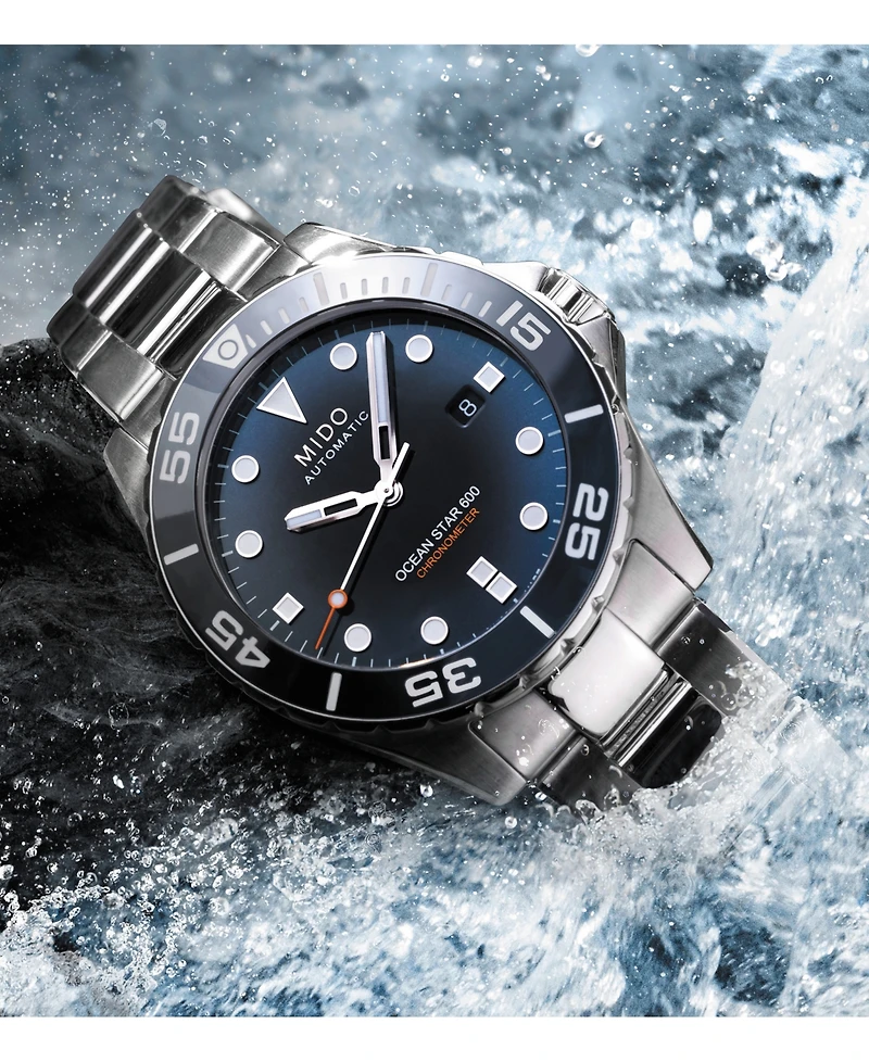 Mido Men's Swiss Automatic Ocean Star 600 Chronometer Stainless Steel Bracelet Watch 44mm