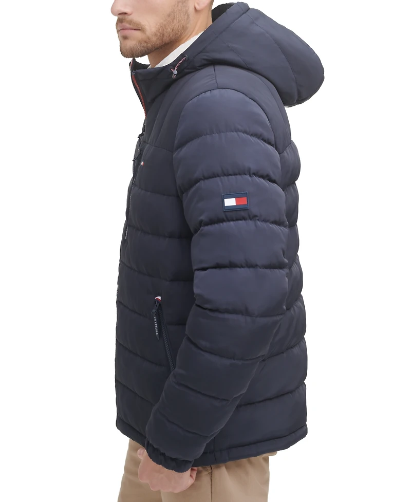 Tommy Hilfiger Men's Sherpa Lined Hooded Quilted Puffer Jacket