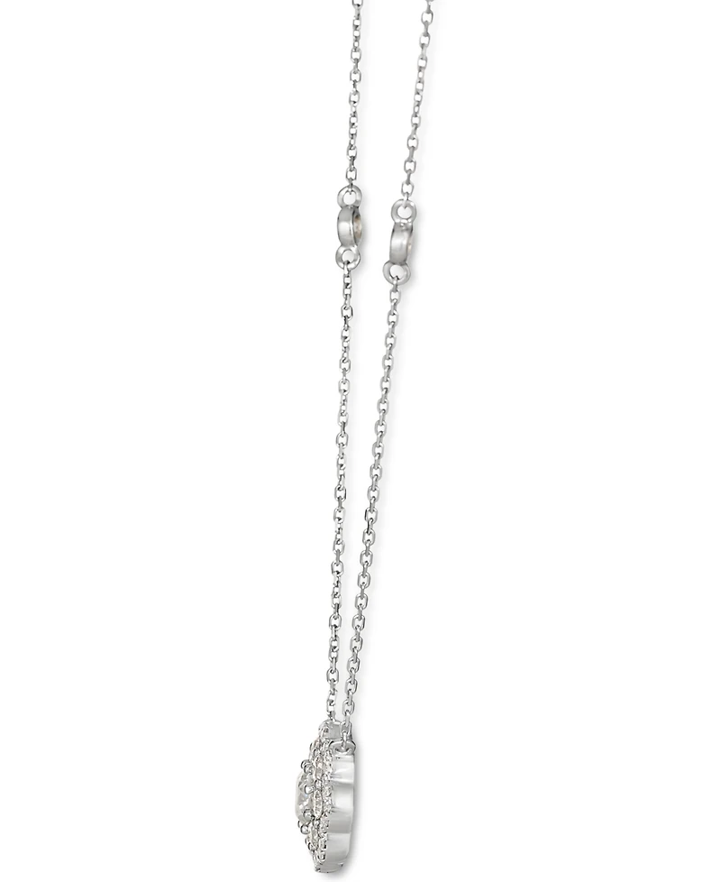 Le Vian Vanilla Diamond Flower Cluster Station 19" Pendant Necklace (1 ct. t.w.) in Platinum