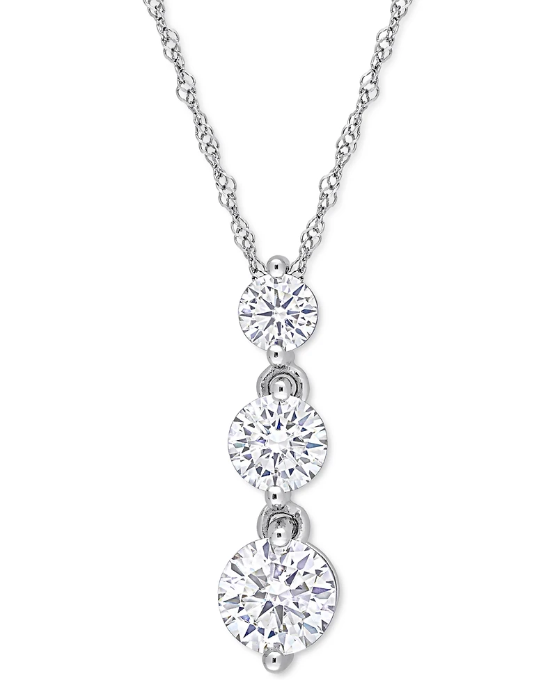 Lab-Grown Moissanite Triple Drop 18" Pendant Necklace (1-3/8 ct. t.w.) in Sterling Silver