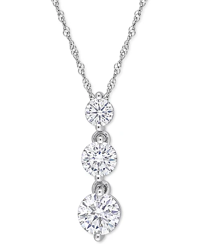 Lab-Grown Moissanite Triple Drop 18" Pendant Necklace (1-3/8 ct. t.w.) in Sterling Silver