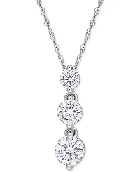 Lab-Grown Moissanite Triple Drop 18" Pendant Necklace (1-3/8 ct. t.w.) in Sterling Silver