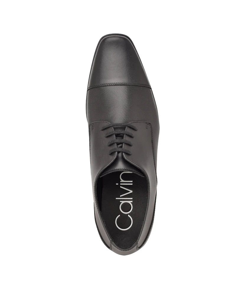 Calvin Klein Men's Bram Lace Up Cap-Toe Leather Dress Shoes