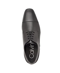 Calvin Klein Men's Bram Lace Up Cap-Toe Leather Dress Shoes