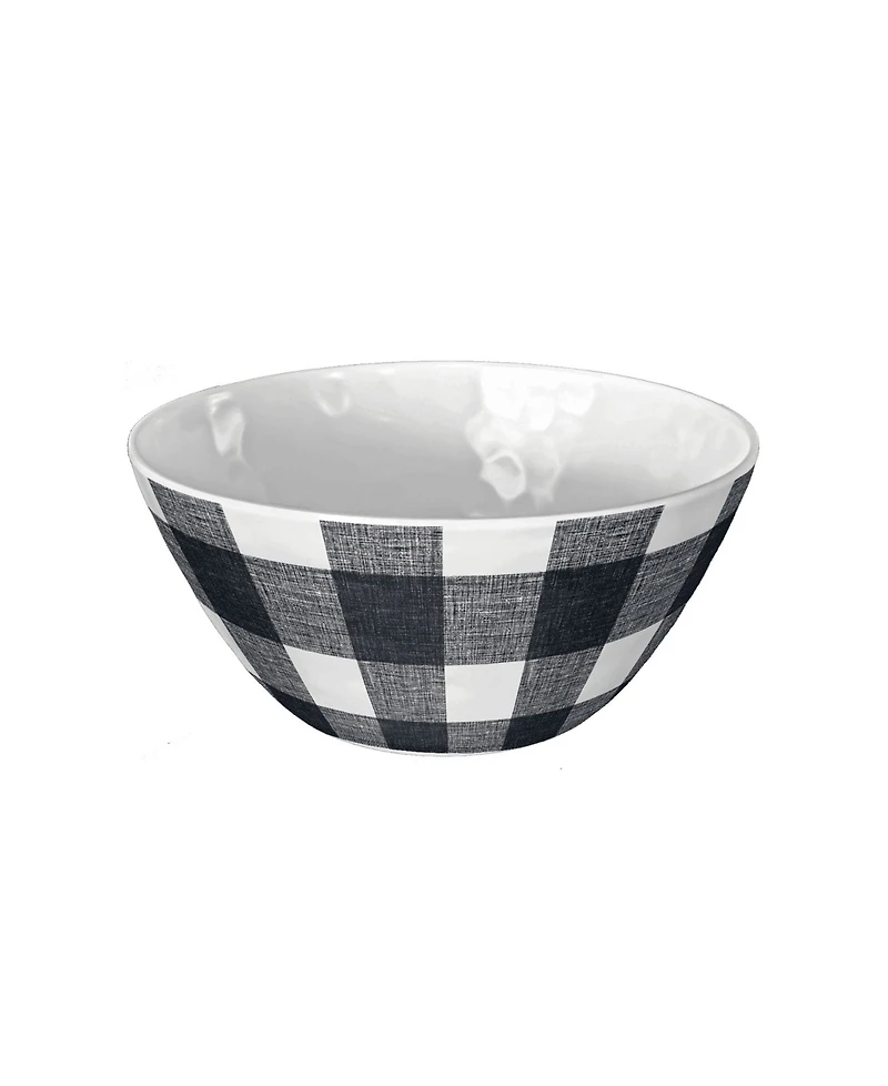 Abode Homewares Vintage-Like Black Buffalo Check Melamine Bowls, Set of 6