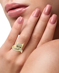 Effy Diamond (3/8 ct. t.w.) & Tsavorite Accent Fox Ring in 14k Gold