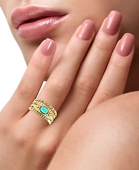 Effy Turquoise & Diamond (1/6 ct. t.w.) Multirow Ring in 14k Gold