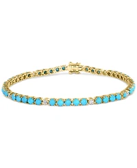 Effy Turquoise & Diamond (1/3 ct. t.w.) Tennis Bracelet in 14k Gold