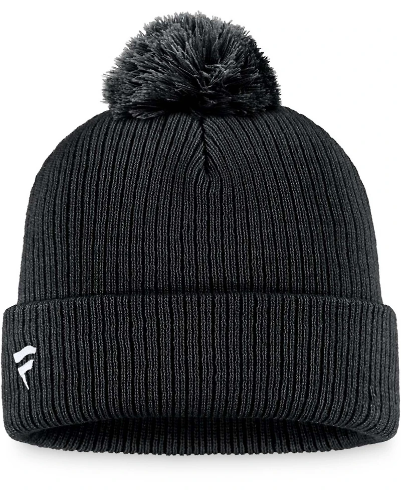 Men's Black Boston Bruins Core Primary Logo Cuffed Knit Hat with Pom