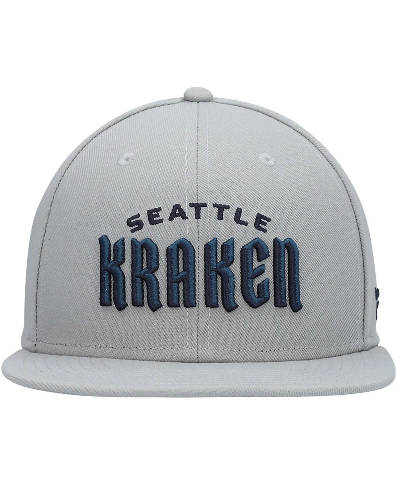 Men's Gray Seattle Kraken Wordmark Logo Snapback Hat