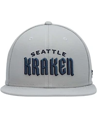 Men's Gray Seattle Kraken Wordmark Logo Snapback Hat