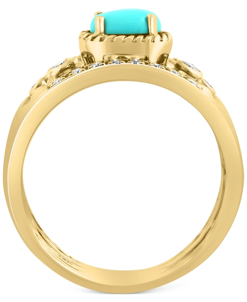 Effy Turquoise & Diamond (1/6 ct. t.w.) Multirow Ring in 14k Gold