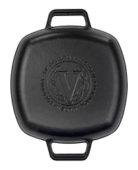 Victoria 10in Square Grill Pan with Double Loop Handles, Seasoned