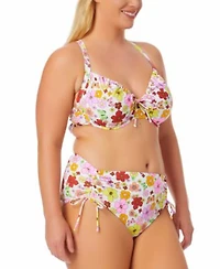 California Waves Plus Size Underwire Floral Bikini Top Bikini Bottoms