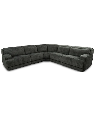 Sebaston 5-Pc. Fabric Sectional with 3 Power Motion Recliners, Created for Macy's