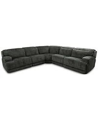 Sebaston 5-Pc. Fabric Sectional with 3 Power Motion Recliners, Created for Macy's