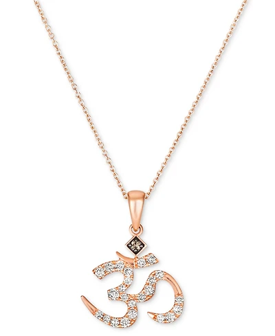 Le Vian Nude Diamond (1/4 ct. t.w.) & Chocolate Diamond Accent Om Symbol Pendant Necklace in 14k Rose Gold, 18" + 2" extender