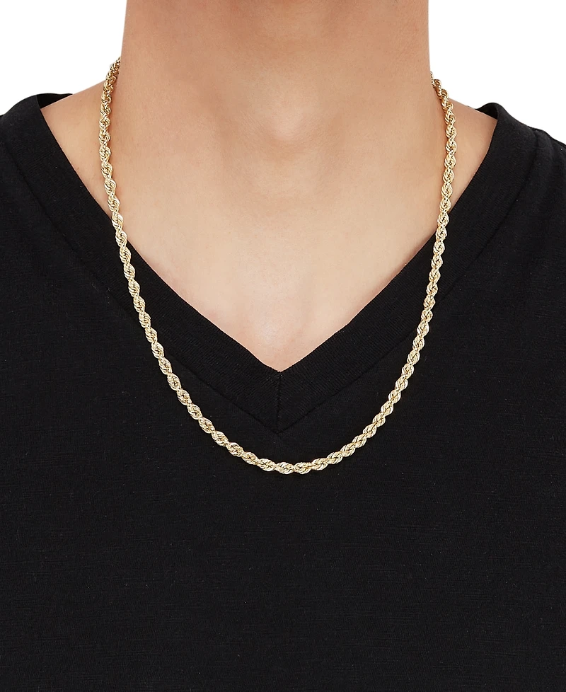 Lightweight Rope Link 22" Chain Necklace in 10k Gold